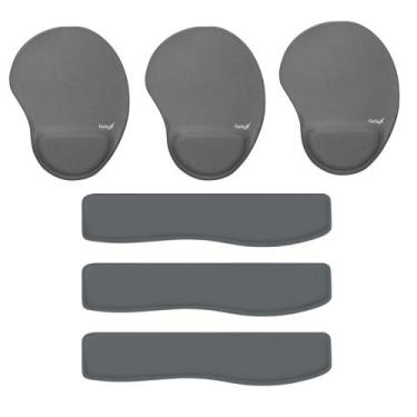 Imagem de Kit 03x MousePad + Apoio Pulso p/ Teclado Ergonômico Cinza - Reflex
