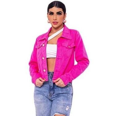 Imagem de Jaqueta Feminina Pink Rosa e Colorida | Jeans | Brim | Denim-Feminino