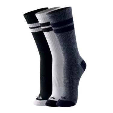 Imagem de Kit 3 Meia Masculina Esportiva Cano Longo Active Mash, Preto, Branco, 