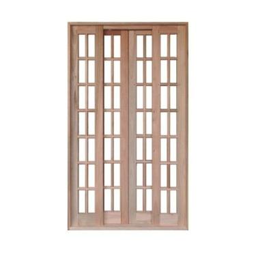 Imagem de Portal Correr Quadriculado 4 Folhas Mista Reto com Fechadura 2,00 X 2,