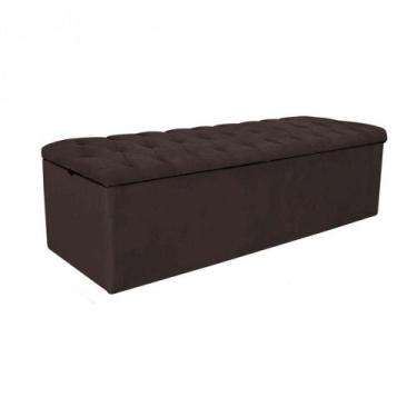 Imagem de Baú Recamier Sapateira Calçadeira King Suede Marrom 193cm Estofada Cap