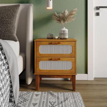 Imagem de mesa de cabeceira retro lateral de cama casal queen santorini 45cm pés