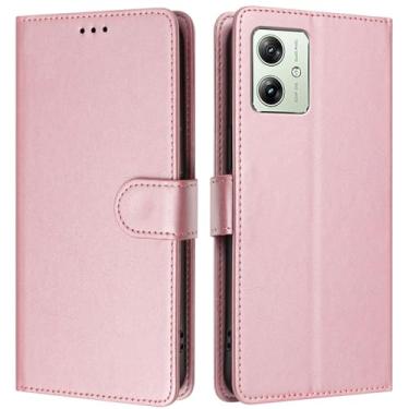 Imagem de Asdsinfor Capa carteira para Motorola Moto G54, [bloqueio RFID] Suporte para 3 cartões [capa interior de TPU à prova de choque] Capa protetora magnética de couro PU Moto G54, ouro rosa YBW