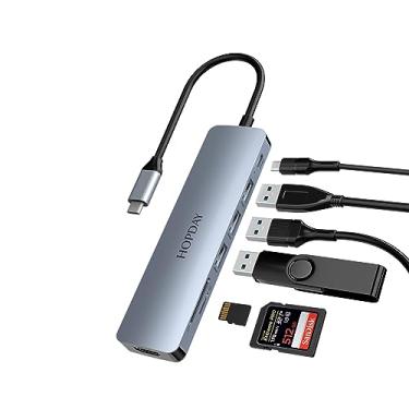Imagem de Hub USB C 7 em 1, adaptador HOPDAY USB C para HDMI com 100W PD, USB 3.0, leitor de cartão SD/TF, adaptador USB C multiportas para MacBook Pro/Air, iPad, Surface Pro, dell