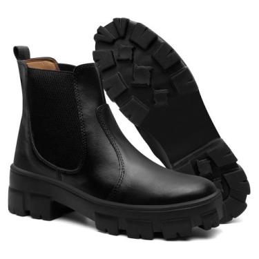 Imagem de Bota Coturno Chelsea Feminina Tratorada Preta Blogueira - VK, 38