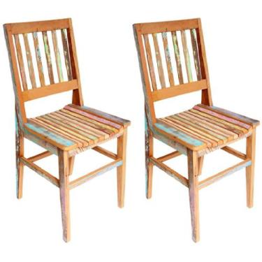 Imagem de Kit 2 Cadeiras Conforto Madeira Maciça de Demolição Peroba Rosa Patina