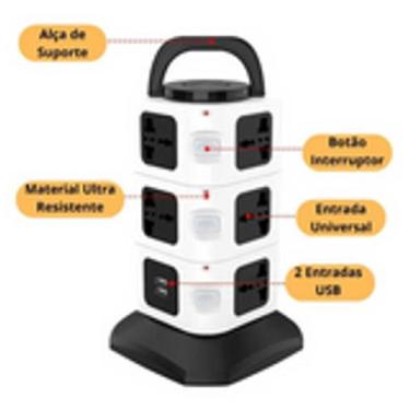 Imagem de Extensão Tomada Vertical Multiconexão Universal Com Alça - divida