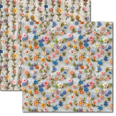 Imagem de Papel para Scrapbook Arte Fácil Bordado Floral 3 - SC-893