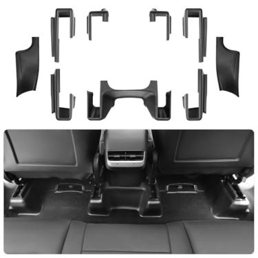 Imagem de Bercicci 9 peças de protetor de peitoril sob o assento e porta para Tesla Model Y 2021 2022 2023 2024 acessórios preto material TPE capa de trilho de assento porta carro pedal proteção contra chutes