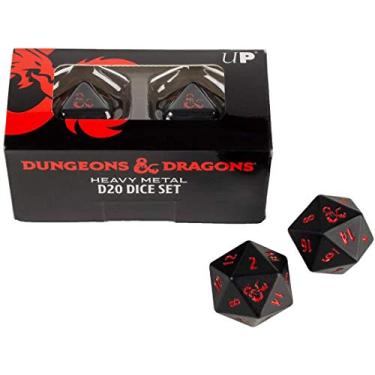 Imagem de Ultra PRO Dungeons & Dragons Ampersand Heavy Metal D20 Dice Set (2 Pieces) - Great for RPG, DND, MTG as Gamer Dice or Board Gaming Dice