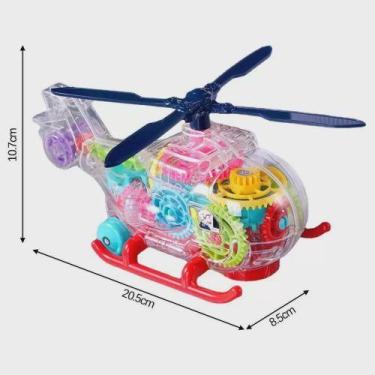 Imagem de Helicóptero Brinquedo Engrenagem Mecânica Transparente Colorido, - toy