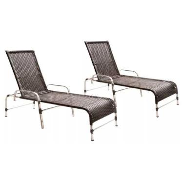 Imagem de Kit 2 Espreguiçadeiras Catar em Alumínio Para Piscina Jardim Trama Ori