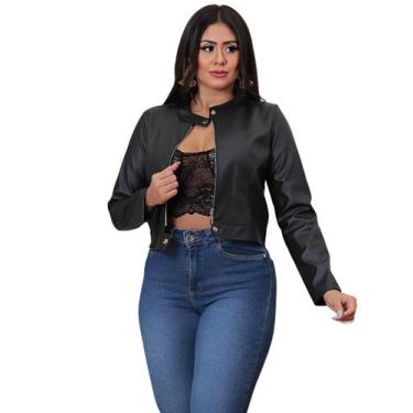 Imagem de Jaqueta Feminina Em Sintético Gola Padre Com Barra - AG Acessórios, Pr