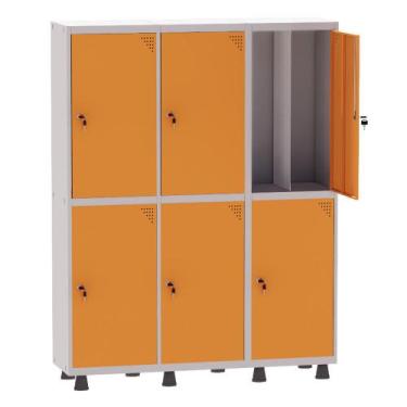 Imagem de Armário Guarda Volume Locker Roupeiro Insalubre 3 Vãos 06 Portas GRP50