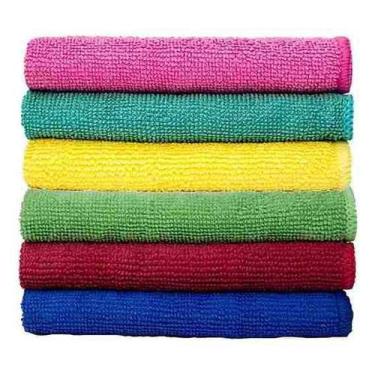 Imagem de Kit com 10 Flanelas Microfibra 100% poliéster 40 x 60 cm - Cores Sorti