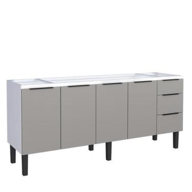 Imagem de Gabinete de Aço Para Pia 200cm 4 Portas 3 Gavetas Jupter Cozimax Cinza