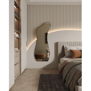 Imagem de Espelho Orgânico Parede Curvado Grande Corpo Inteiro E18 150x60cm Com 