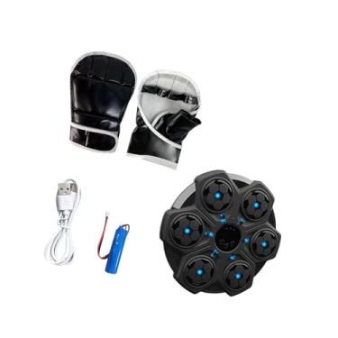 Imagem de Deevoka Máquina de boxe musical, modo de almofada de socos interativa, velocidade ajustável, alvo de boxe musical eletrônico com luvas para prática, Preto