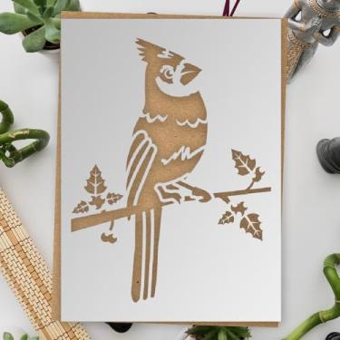 Imagem de Estêncil Cardinal Bird - 20 x 28 cm - Estêncil de plástico reutilizável para pintura de pássaros cardeais STENCILAIR
