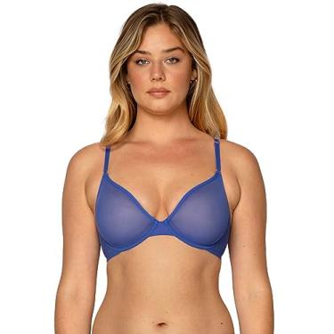 Imagem de Smart & Sexy Sutiã feminino de malha transparente com aro, disponível em pacotes individuais e 2!, Azul deslumbrante, (34) 34DD