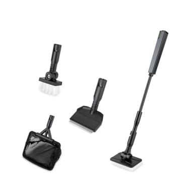 Imagem de hygger Ferramentas de limpeza de aquário pequeno, kit de limpeza de aquário 4 em 1 com alça, rede de peixes, raspador de algas, escova limpa, esponja plana