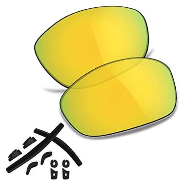 Imagem de TRUSHELL Lentes de reposição polarizadas | Kits de borracha para óculos de sol Oakley Juliet, Kits de borracha preta + amarelo dourado - polarizado, Juliet