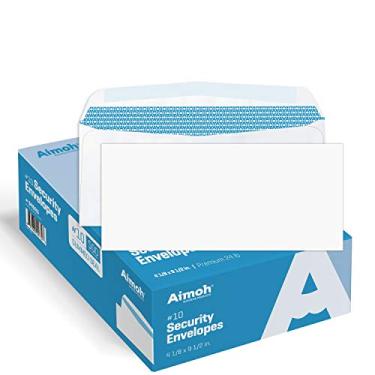 Imagem de Envelopes brancos de segurança 500#10 – selo GUMMED, design sem janelas, padrão de escurecimento de segurança premium para envio seguro – Tamanho 10 x 23 cm – Branco – 11 kg – 500 unidades (34020)