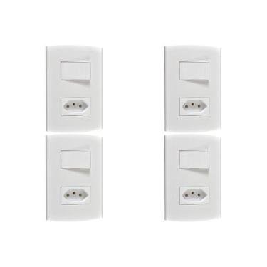 Imagem de Kit C/4 - Conjunto Peesa Alfa 1543A 1 Interruptor Sim.Tomada  ..