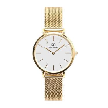 Imagem de Relógio Minimalista Feminino Dourado Chelsea Gold 32mm - Saint Germain