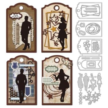 Imagem de DELORIGIN Etiquetas masculinas femininas para fazer cartões, matrizes de corte de aço carbono, molde de gravação em relevo para álbum de fotos, presente de aniversário, festa, envelope de cartão de