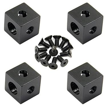 Imagem de Zeberoxyz 4 peças Suporte de Canto Cubo Preto com Parafusos, Série 2020, Cubo de Bloco de Alumínio para Slot 6 mm Perfil de Extrusão Acessórios de Impressora 3D (4 peças de Canto Cubo com Parafusos)