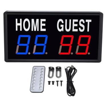 Imagem de Placar Eletrônico de Basquete de LED, Goleiro de Pontuação Digital Com Controle Remoto para Tênis de Mesa Com Buraco de Milho de Futebol