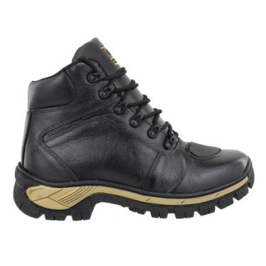 Imagem de Coturno Moto Adventure Preto Tênis Couro Bota Masculino Bico Pvc  - Ke