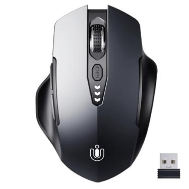 Imagem de Uineer Mouse Sem Fio, [Pgraded] Mouse Recarregável 2,4 Ghz (Nível De Bateria Visível) Mouse Ergonômico Para Computador, 4 Níveis De Dpi, Mouse Sem Fio Para Laptop Pc (Cinza)