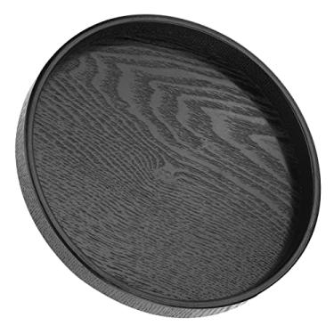 Imagem de Bandeja de Porção de Madeira Maciça, Bandeja de chá, Bandeja de chá de chá Redonda de café de café Com Superfície Sem Deslizamento e Bordas Elevadas Refeições de Comida que Serve