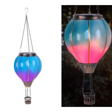 Imagem de Lanterna Solar de Ballão de Aro quente com Tenedor de Candelas,Ballões Solares de Aro quente pendurados decorativos para Patio de Liga de Jardão (B)