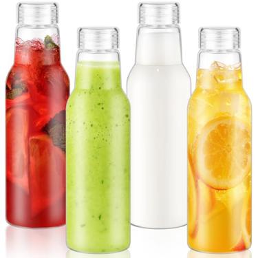 Imagem de CWHHRN Garrafas de vidro de 740 ml com tampas, potes de vidro com tampas para suco, vitaminas, água, leites, armazenamento de bebidas, frascos de vidro transparentes com tampas para picles, geleias,