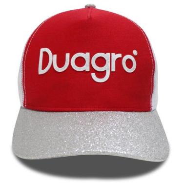 Imagem de Boné Country Trucker Aba Curva Brilhante Branco Vermelho Alto Relevo D