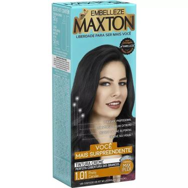 Imagem de Tinta de Cabelo Maxton Preto Carvão 1.01 Tintura Creme Eco