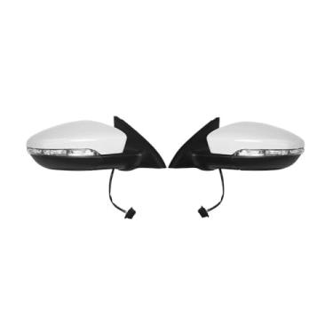 Imagem de DACOLWZING Conjunto de espelho retrovisor elétrico, vidro aquecido, seta, 6 fios, compatível com JETTA 2011-2018 5C7857508 branco