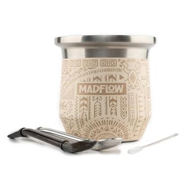 Imagem de MADFLOW Xícara de erva mate. Copo mate de aço inoxidável com 2 bombillas. Cabaça de erva mate isolada a vácuo de parede dupla. Conjunto exclusivo de copo mate e bombilla