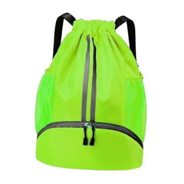 Imagem de Pegciuho Mochila de cordão, bolsa de natação, organizador de armazenamento, bolsa de ginástica esportiva portátil, mochila esportiva, para acampamento à, Verde