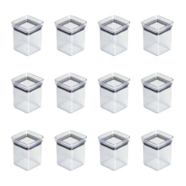 Imagem de Porta temperos Kit com 12 unidades 180 ml Com vedação Hermética em Material resistente Potes herméticos para organização de cozinha Potes herméticos para despensa Potes para armários e gavetas