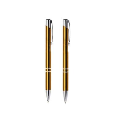 Imagem de Caneta Metal Personalizada Nome Empresa Logo Marca Kit Com 2 (Amarelo)