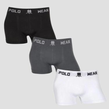 Imagem de Kit 3 Cuecas Infantil Polo Wear Sem Costura Lisa Poliéster, 1 preto, 1