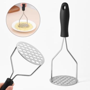 Imagem de Amassador De Batatas Espremedor Legumes Aço Inox Manual Espremedor Cabo Plástico Ergonômico Ressistente