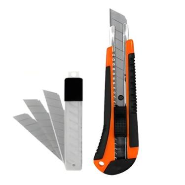 Imagem de Kit Estilete Profissional Com Jogo De Lâminas 18mm Aço Inox - Bestfer