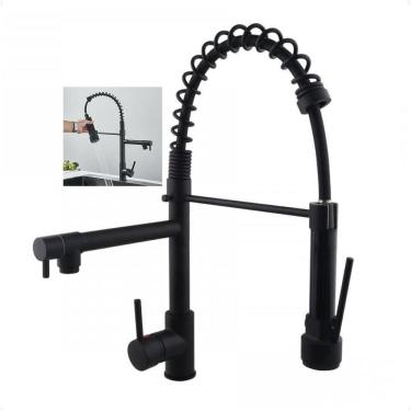 Imagem de Torneira Gourmet Cozinha Monocomando Dois Jatos Aerador Misturador Agua Quente Fria Cuba Mesa Pia Bancada Area Externa Sofisticado Luxo