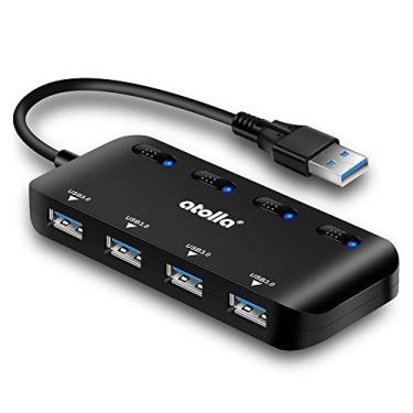 Imagem de Divisor de Hub USB 3.0 – Extensor USB com 4 portas USB Ultra Slim Data Hub com interruptor de alimentação individual e LED