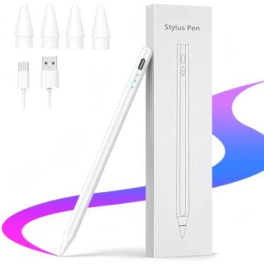 Imagem de Caneta Stylus para iPad e Apple Pencil: carregamento rápido, com rejeição da palma, magnética, sensibilidade de inclinação, funciona para iPad 6/7/8/9/10 geração, Pro 27.9 cm"/32.8 cm, Mini 5/6, Air